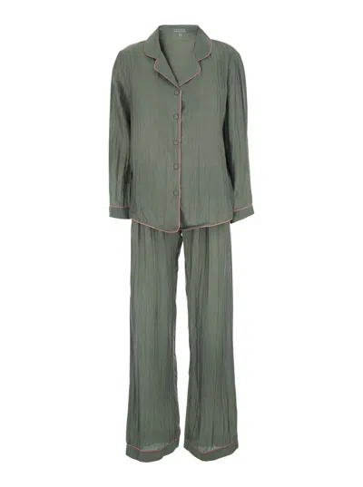 The Rose Ibiza Silk Blend Pant Suit In Green