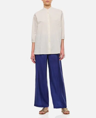 The Rose Ibiza Silk Palazzo Trousers In Blue