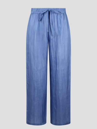 The Rose Ibiza Silk Trousers In Blue
