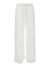 THE ROSE IBIZA WHITE PALAZZO PANTS WITH DRAWSTRING IN SILK WOMAN