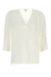 The Rose Ibiza White Silk Endochina Blouse In Neutral