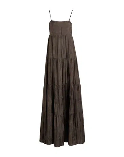 The Rose Ibiza Woman Maxi Dress Grey Size S Silk In Brown