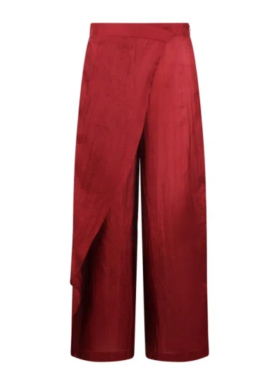 The Rose Ibiza Wrap Silk Trousers In Red