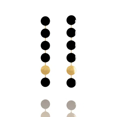 The Rose Women's Gold / Black One Drops Pendant Earrings In Multi
