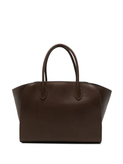 The Row 12 Marlo Leather Tote Bag In Brown