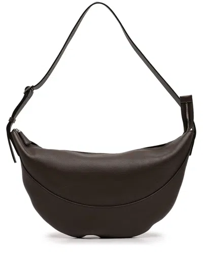 Pre-owned The Row 2000-2025 Leather Jouve Crossbody Bag In Brown