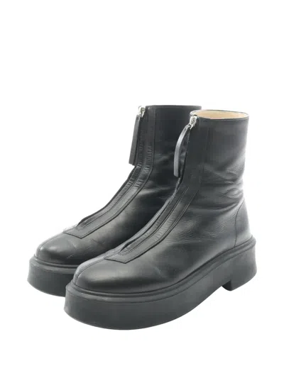 Pre-owned The Row 2000s Zipped Boot 1 Ankle Boots In Black