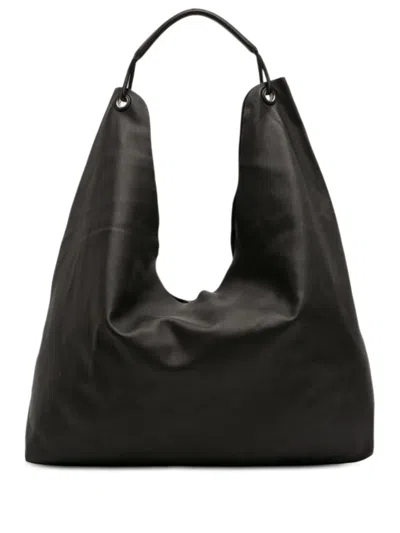 Pre-owned The Row 2010-2025 Leather Bindle Three Hobo Bag In Black