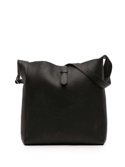 Pre-owned The Row 2010-2026 Grained Calfskin Blake Hobo Shoulder Bag In Black