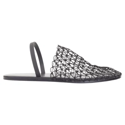 Pre-owned The Row 2021 Macrame Net Elastic Strap Fabric Mesh Slingback Flat Shoes Eu36 In Gray