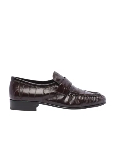 THE ROW THE ROW RUCHED-DETAILED ALMOND TOE LOAFERS