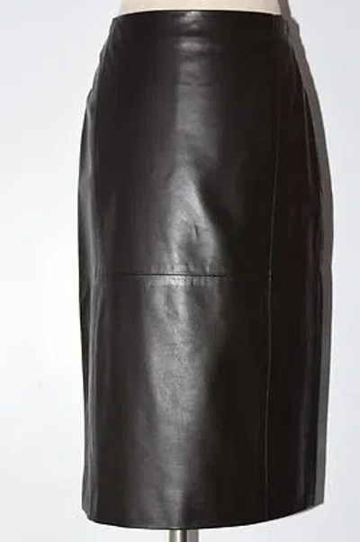 Pre-owned The Row $2150  Charcoal Brown Leather Lambskin Jenta A Line W Slit Skirt 4