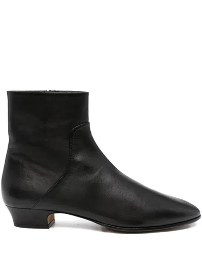 Pre-owned The Row 25mm Awar Leather Ankle Boots In Black