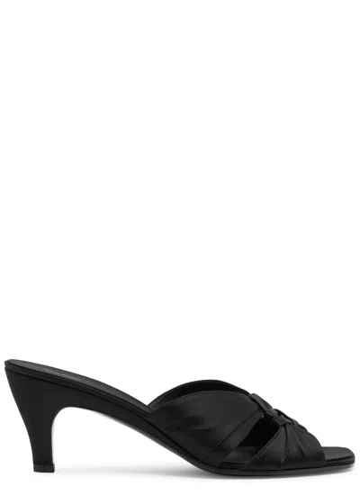 The Row 75 Knotted Satin Mules In Black