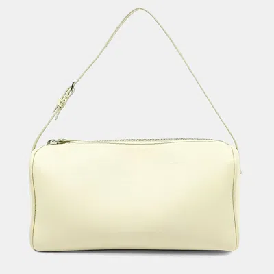 Pre-owned The Row 90's Baguette Bag Small Ivory Grained Leather Shoulder Bag
