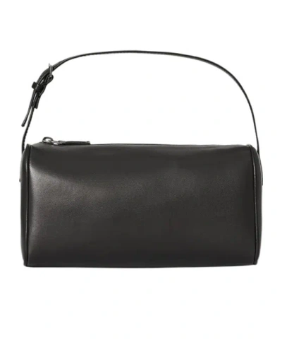 The Row Zip-up Leather Tote Bag In Black