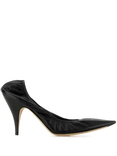 The Row Liisa Lambskin Leather Pumps In Laquer Brown