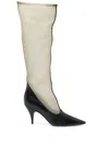 The Row 90mm Mesh Knee-high Boots - Women's - Calf Leather/polyurethane/calf Leatherrubberpolyurethane In Black