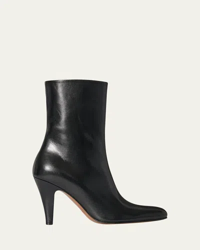 The Row 90mm Ornella Leather Booties In Black