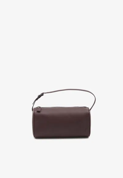 The Row 90s Nappa Leather Shoulder Bag In Burgundy