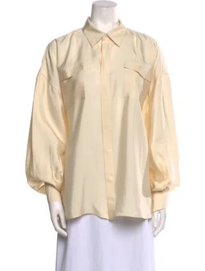 Pre-owned The Row Abigail Silk Button-up Top In Neutral