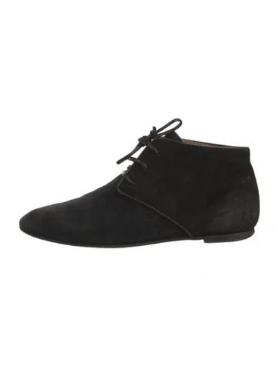Pre-owned The Row Ada Suede Oxfords In Black
