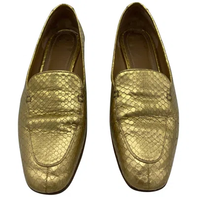 Pre-owned The Row Adam Mocassin Gold Watersnake Flat Shoes Size 39 In Brown