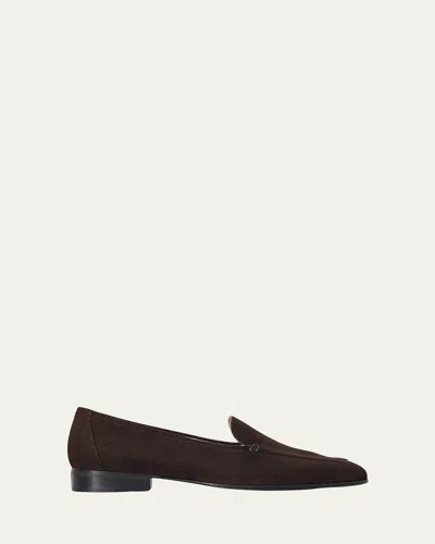 The Row Adam Suede Loafers In Brown