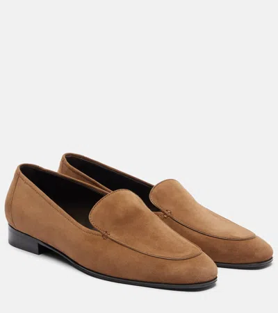 The Row Adam Suede Loafers In Brown