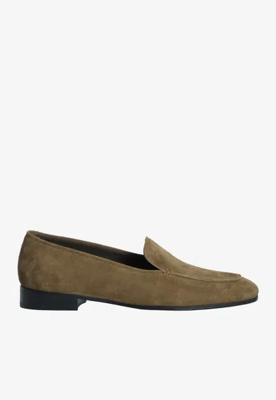 The Row Adam Suede Loafers In Gray