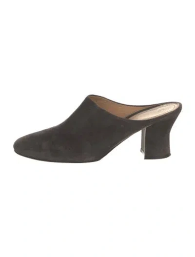 Pre-owned The Row Adela Suede Mules In Gray
