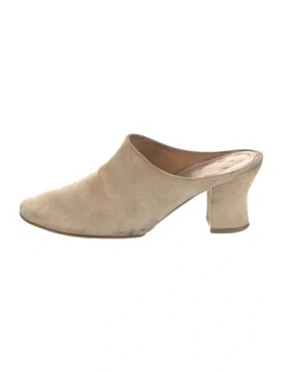 Pre-owned The Row Adela Suede Mules In Neutral