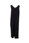 The Row Sleeveless Midi Dress With Viscose-polyester Blend In Black