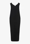 The Row Sleeveless Midi Dress With Viscose-polyester Blend In Black