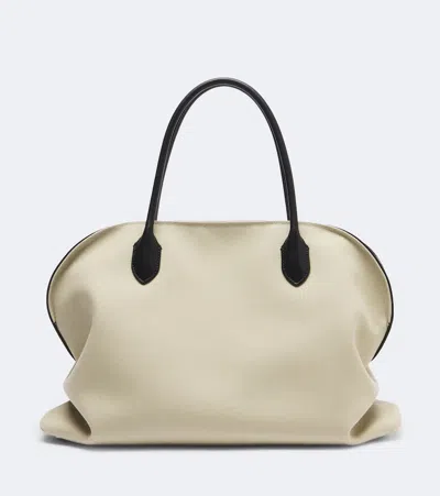 The Row Agnes 15 Leather-trimmed Canvas Tote Bag In Beige