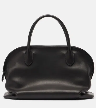 The Row Agnes Leather Tote Bag In Black