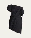 The Row Akiko Off-shoulder Pleated Asymmetric Top In Black