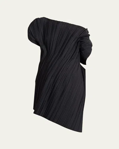 The Row Akiko Off-shoulder Pleated Asymmetric Top In Black