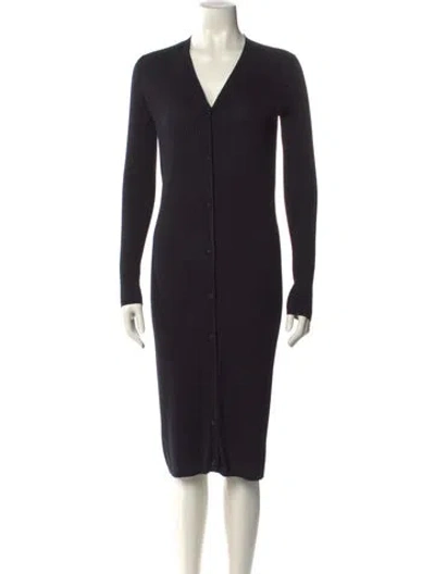 Pre-owned The Row Aleta Merino Wool Midi Length Dress In Black