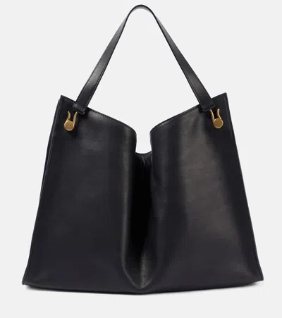 The Row Alexia Leather Tote Bag In Black