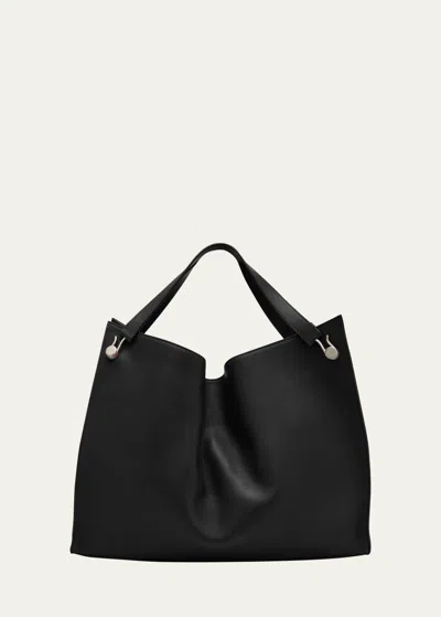 The Row Alexia Tote Bag In Saddle Leather In Black