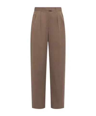 The Row Alfidis Cotton Gabardine Straight Pants In Brown