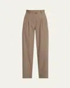 The Row Alfidis Double Pleated Straight-leg Cotton Pants In Brown