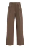 THE ROW ALFIDIS PLEATED COTTON STRAIGHT-LEG PANTS