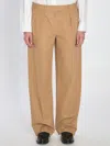 The Row Alfidis Cotton And Cashmere Trousers In Brown