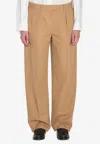 The Row Alfidis Cotton And Cashmere Trousers In Brown