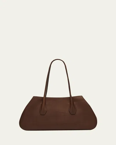 The Row Alger Geometric Shoulder Bag In Smooth Leather In Brown