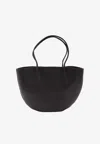The Row Geometric Leather Tote Bag Handles In Black