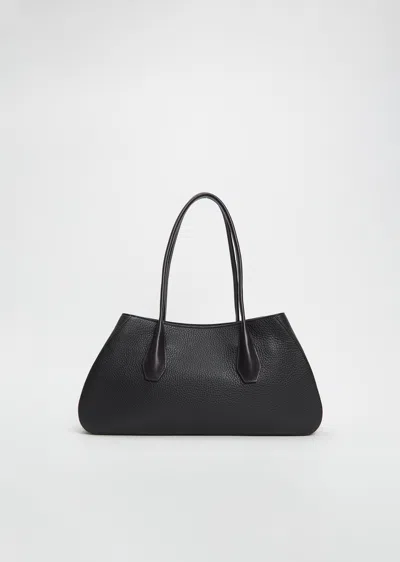 The Row Alger Leather Shoulder Bag In Black