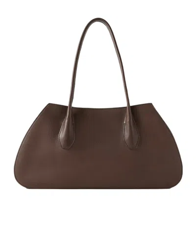 The Row Alger Leather Shoulder Bag In Brown